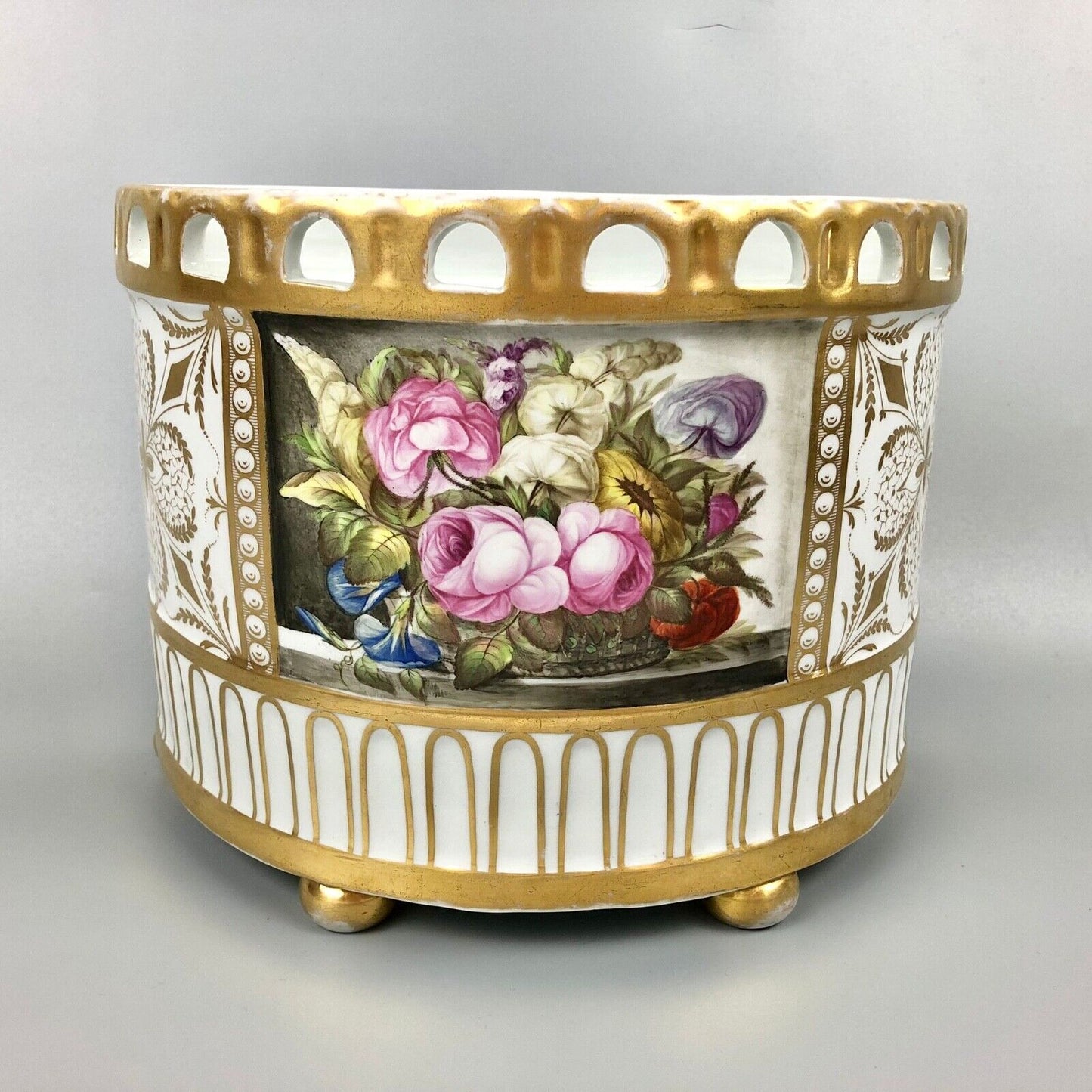 A Billingsley Mansfield floral-painted W*** (probably Whitehead) bough pot c1799