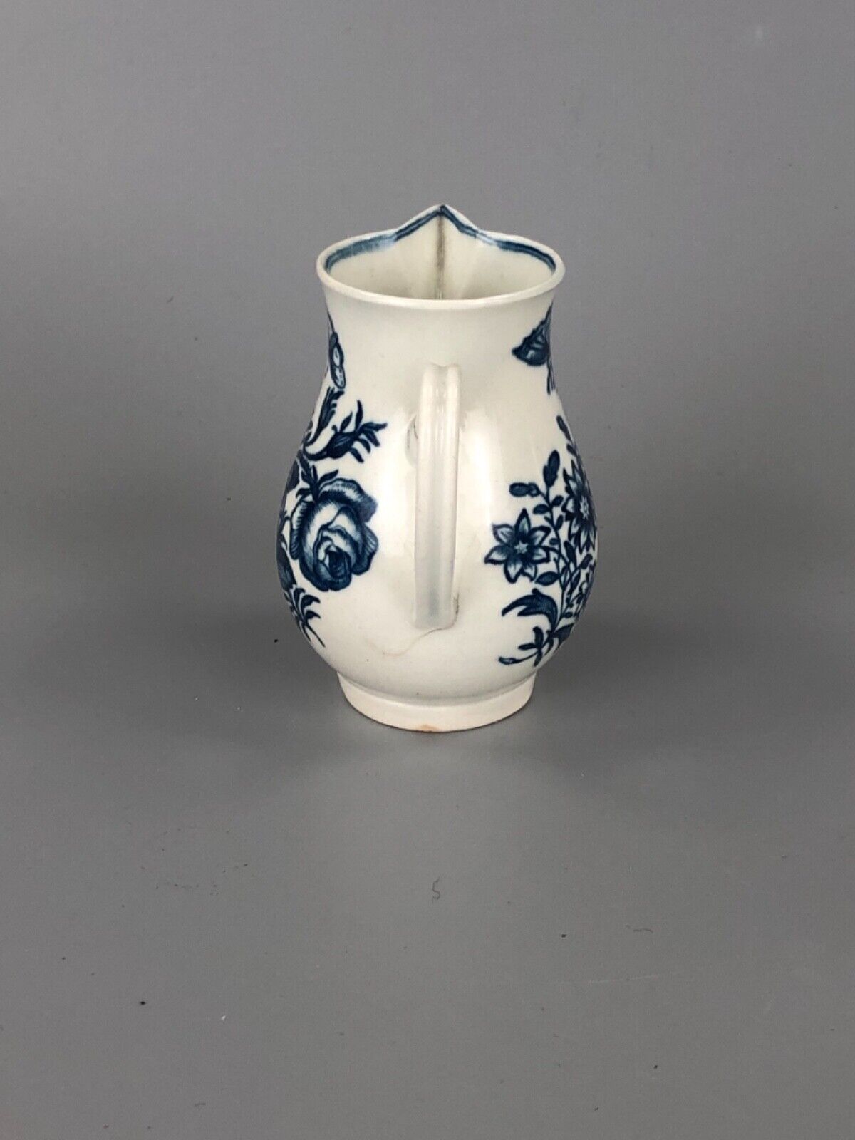 A very rare First Period Worcester Sparrowbeak jug. Reversed print c.1770-80