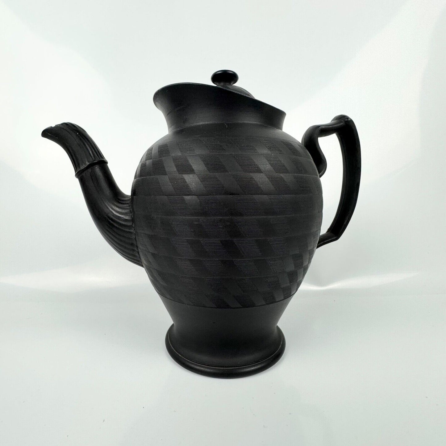 A fine black basalt coffee pot-likely Don Pottery c1810. John Griffin collection
