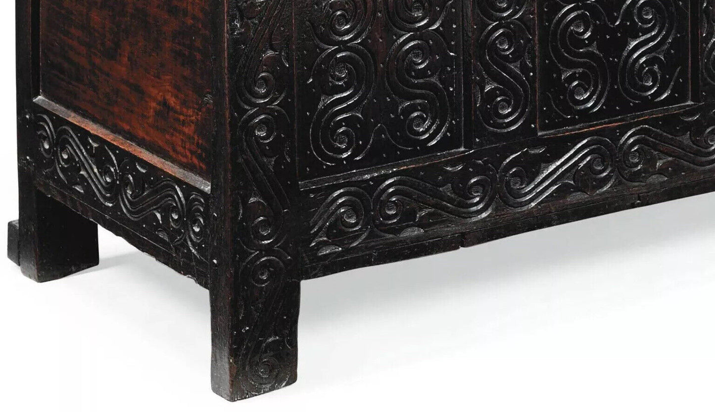 Huge 17th.C Superlative Quality Oak Chest Antique West Country Charles II