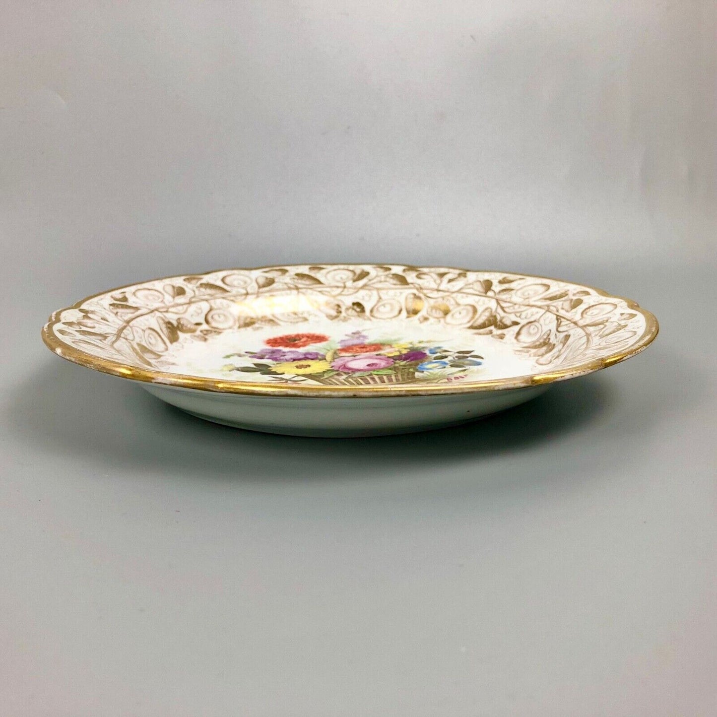 A Herculaneum Pottery, Liverpool floral-painted plate c.1805-10