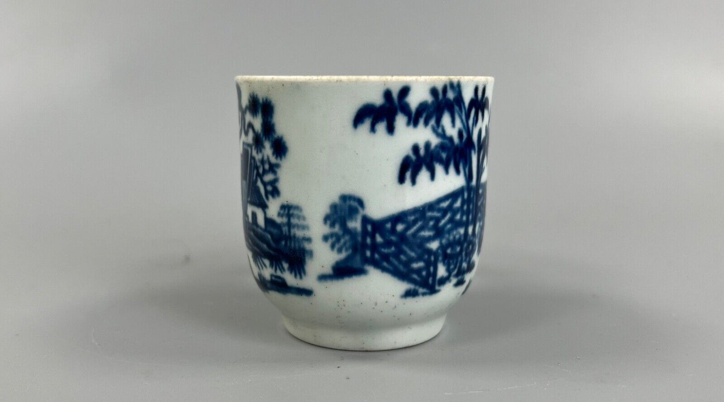 A mid 18thc First Period Worcester "Plantation" pattern coffee cup c.1765