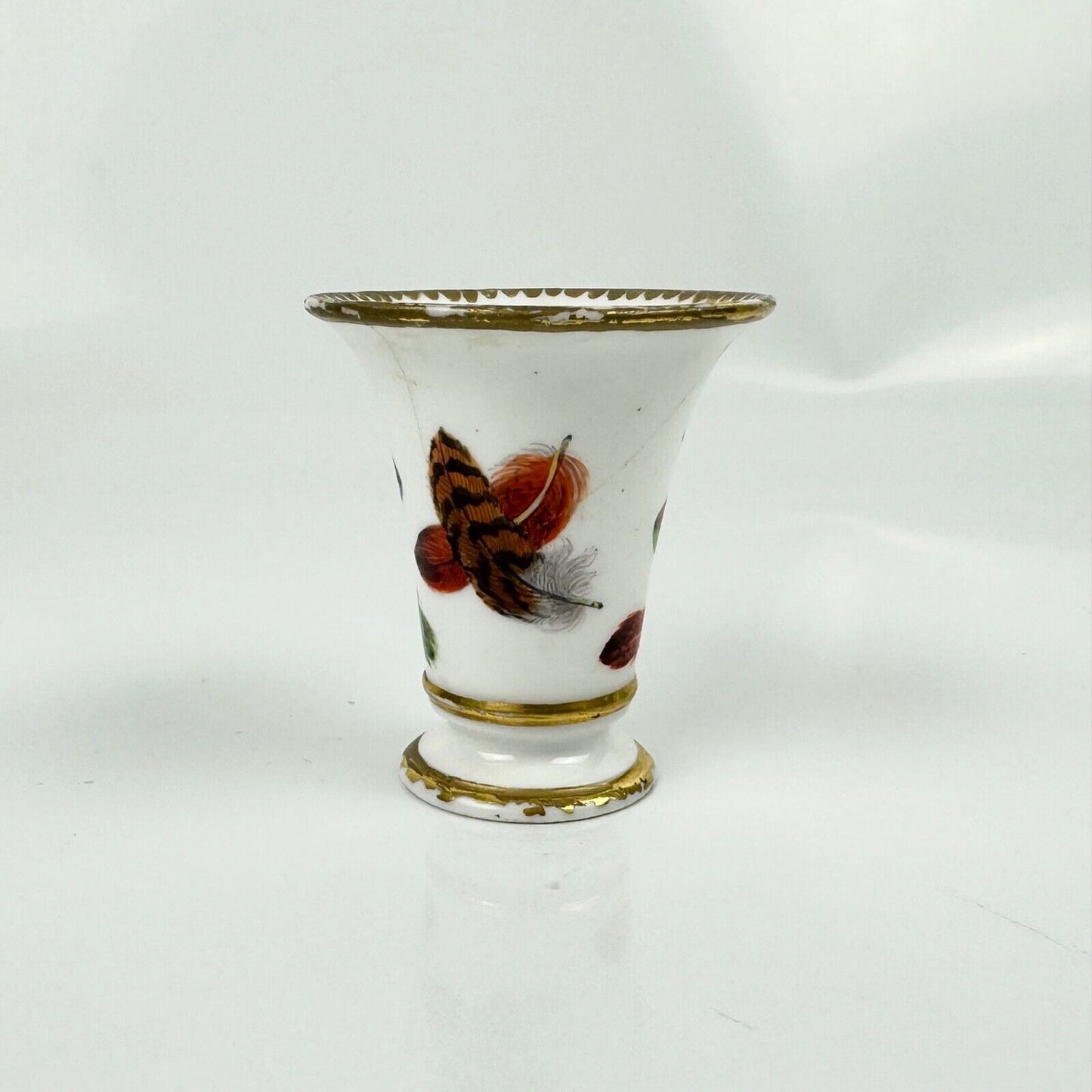 A Flight, Barr and Barr, Worcester, miniature feather-painted vase c1815