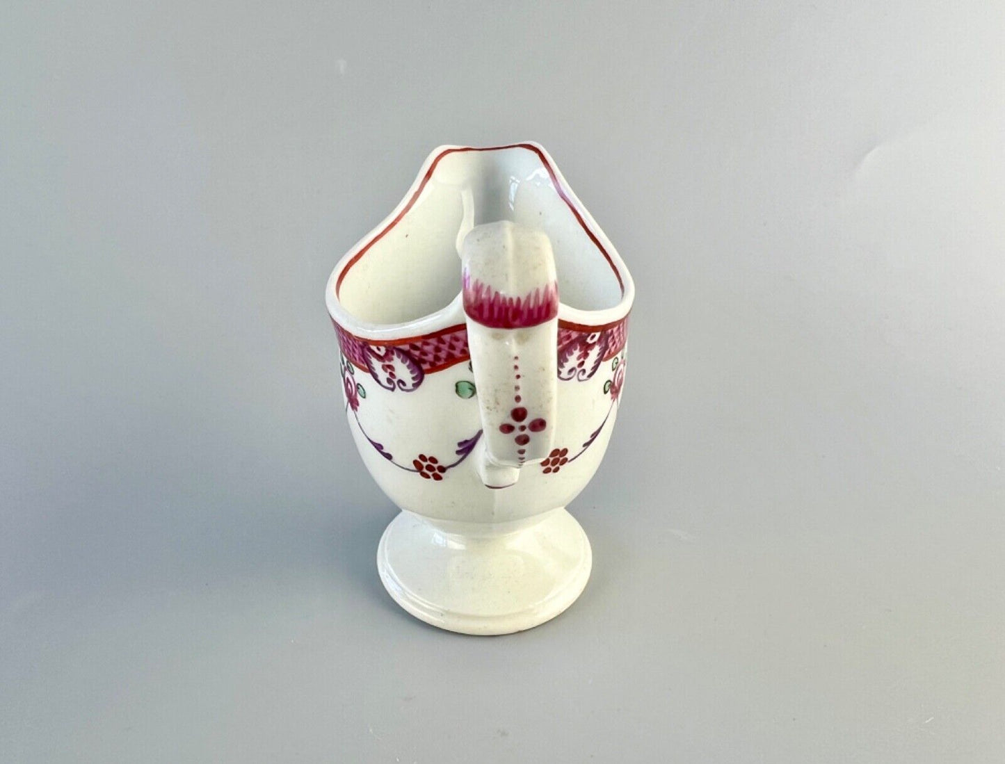 A New Hall clip handled creamer c.1790. Pattern number 78