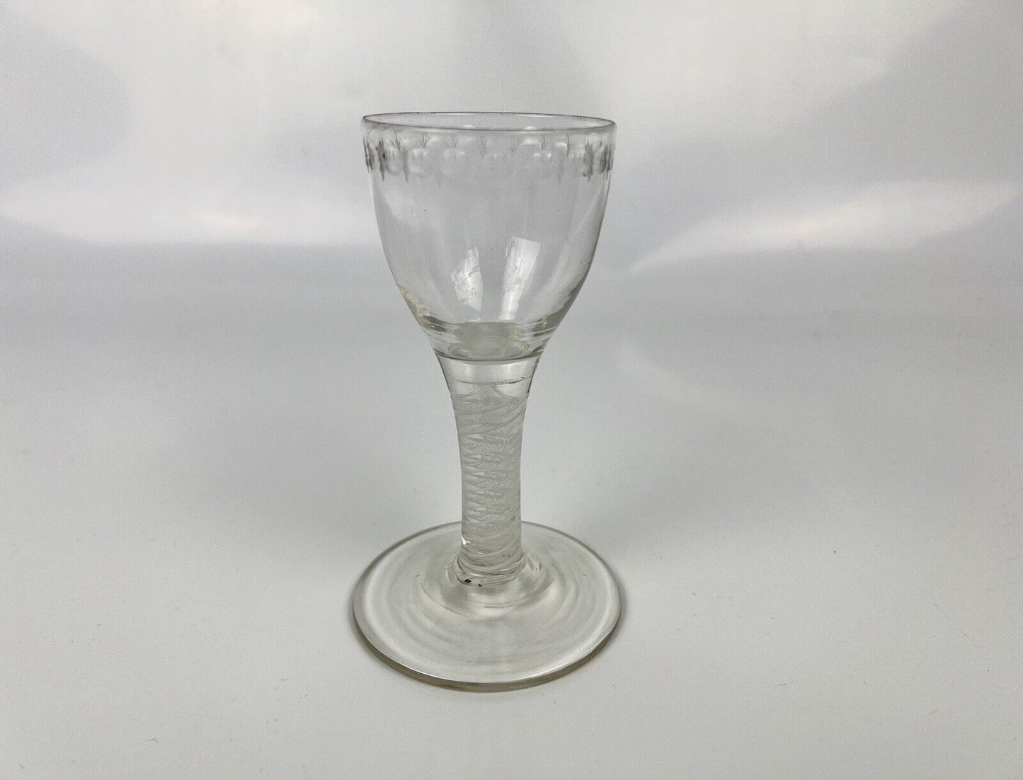 An Engraved Short Wine Glass c.1760