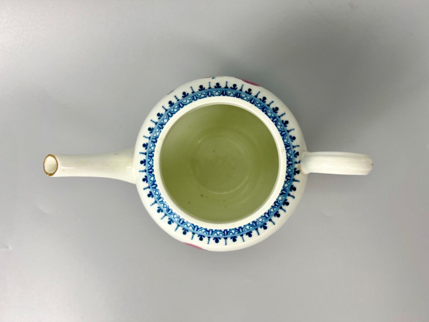 A Worcester polychrome teapot in a Harvest Bug variant pattern. c.1770