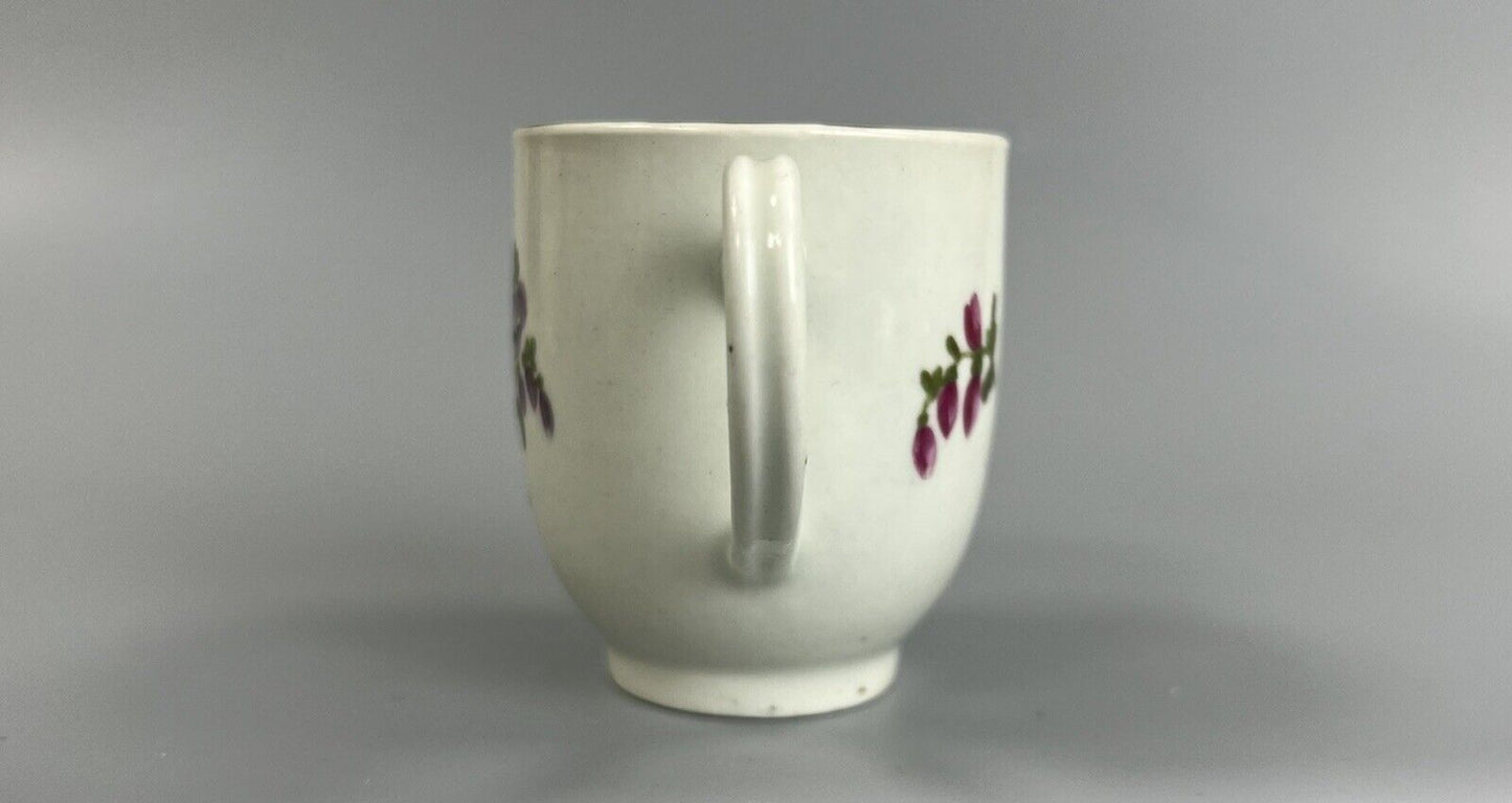 A late 18thc Worcester polychrome coffee cup well painted with floral sprays #5