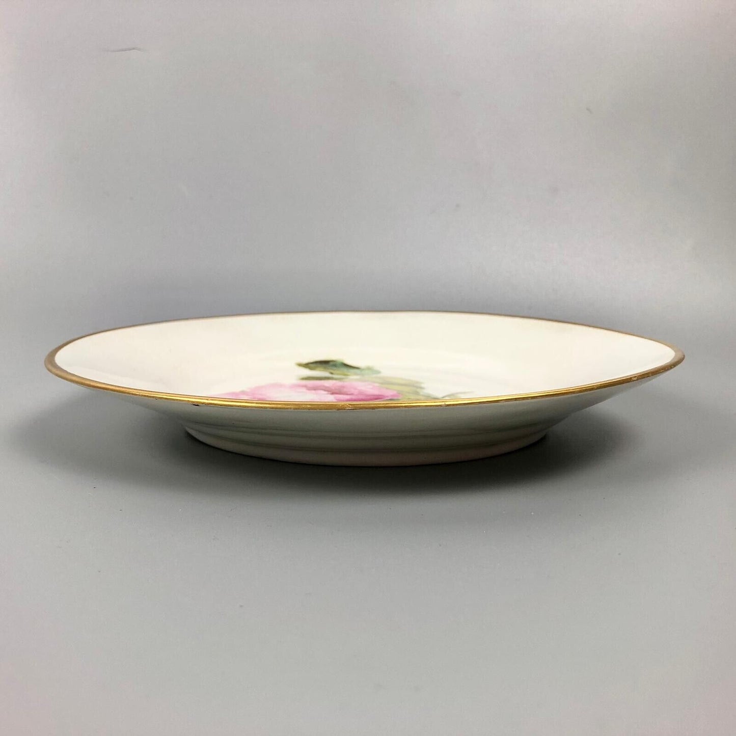 Quaker Pegg Derby botanical plate with "Cabbage Rose" study c.1813-15.