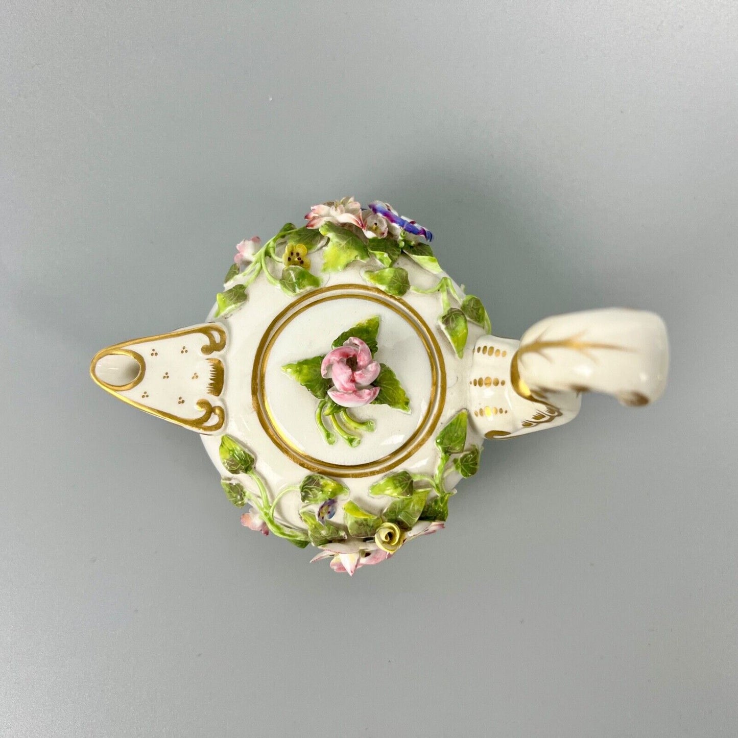 A mid 19thc Derby (Stevenson Hancock-puce version mark) miniature teapot c.1863