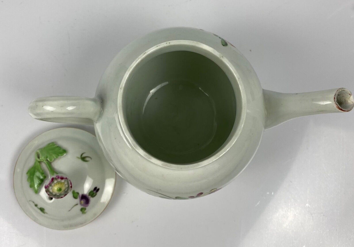 A First Period Worcester Teapot Painted With Floral Sprays And Insects c1770