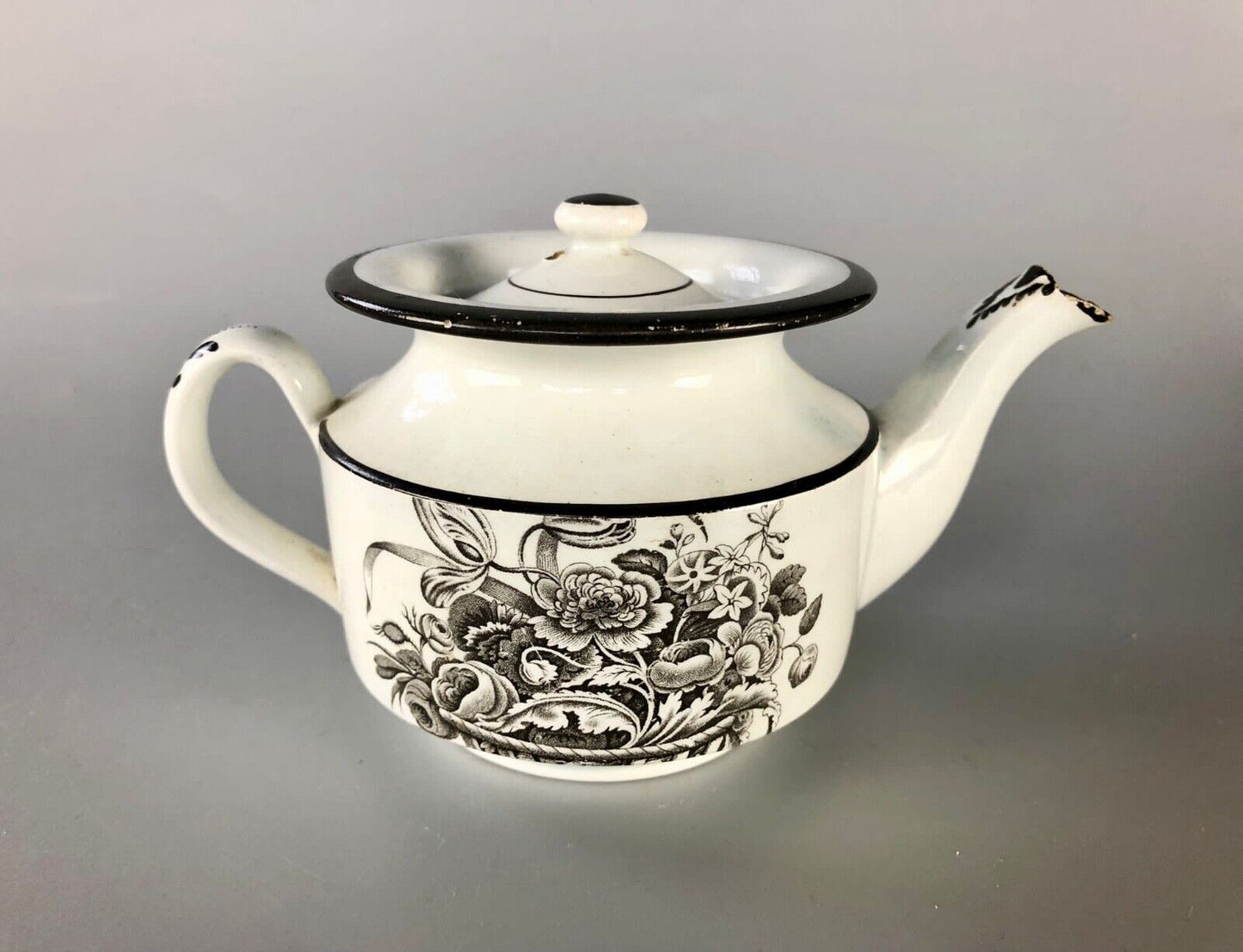 A c.1820 bat-printed miniature pearlware teapot. Possibly North-east England.