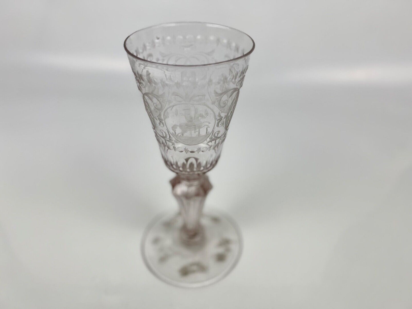A tall and very finely engraved continental "Silesian" goblet c.1730
