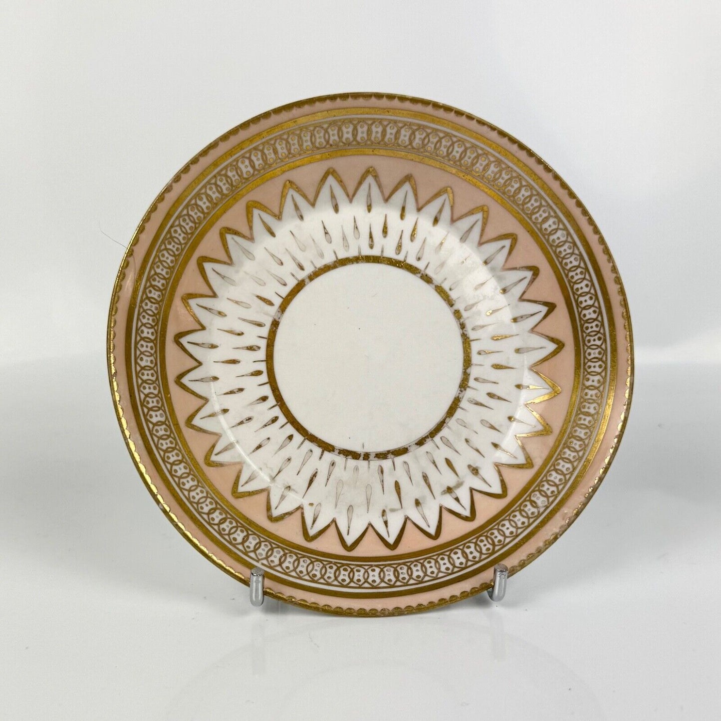 A Derby cabaret can and saucer, circa 1795. Pattern 119. Unusual handle.