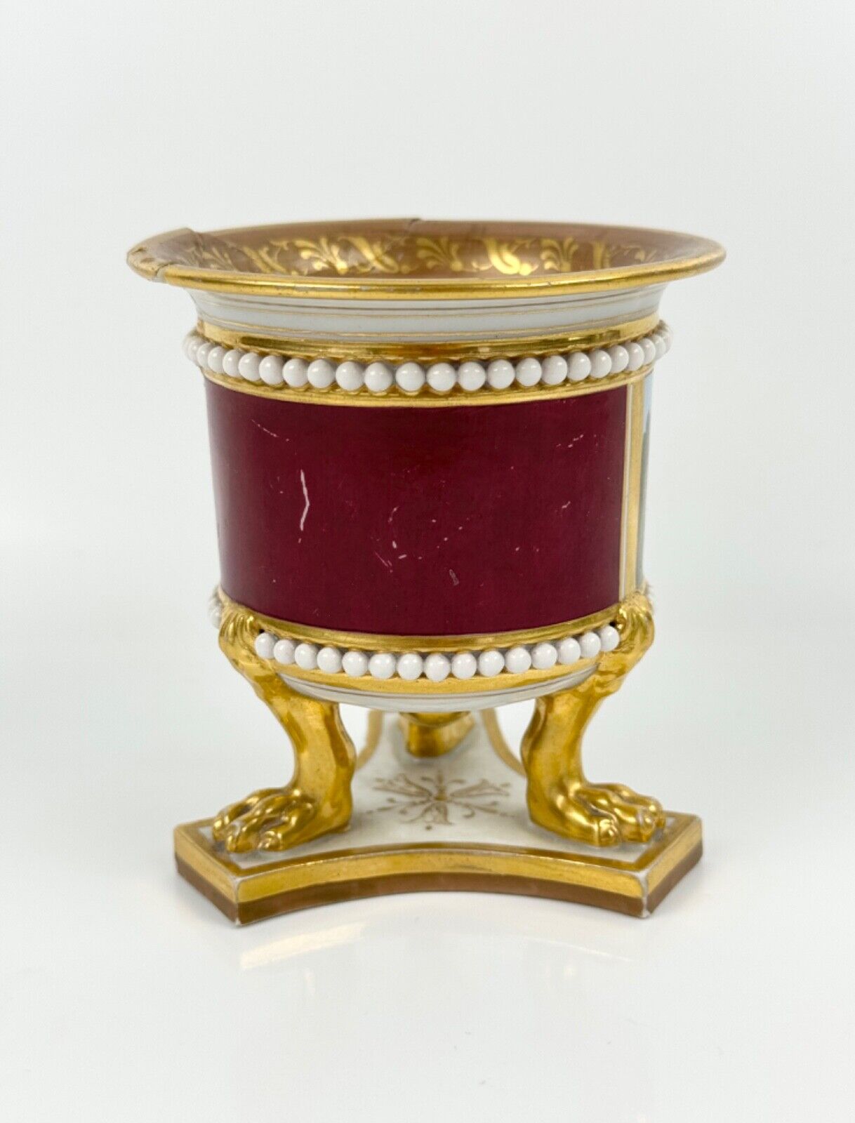 A Flight, Barr and Barr small vase painted with a scene of Warwick Castle c1815