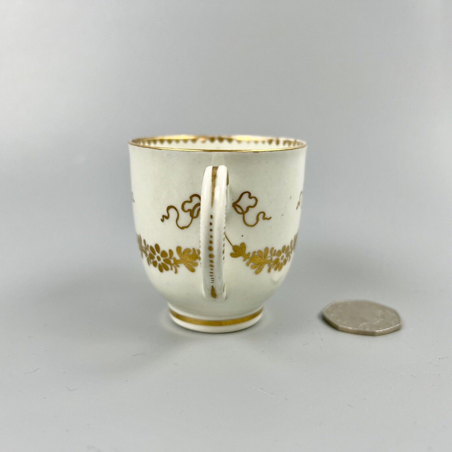 A good Caughley trio c1775 probably outside decorated at Chamberlains.
