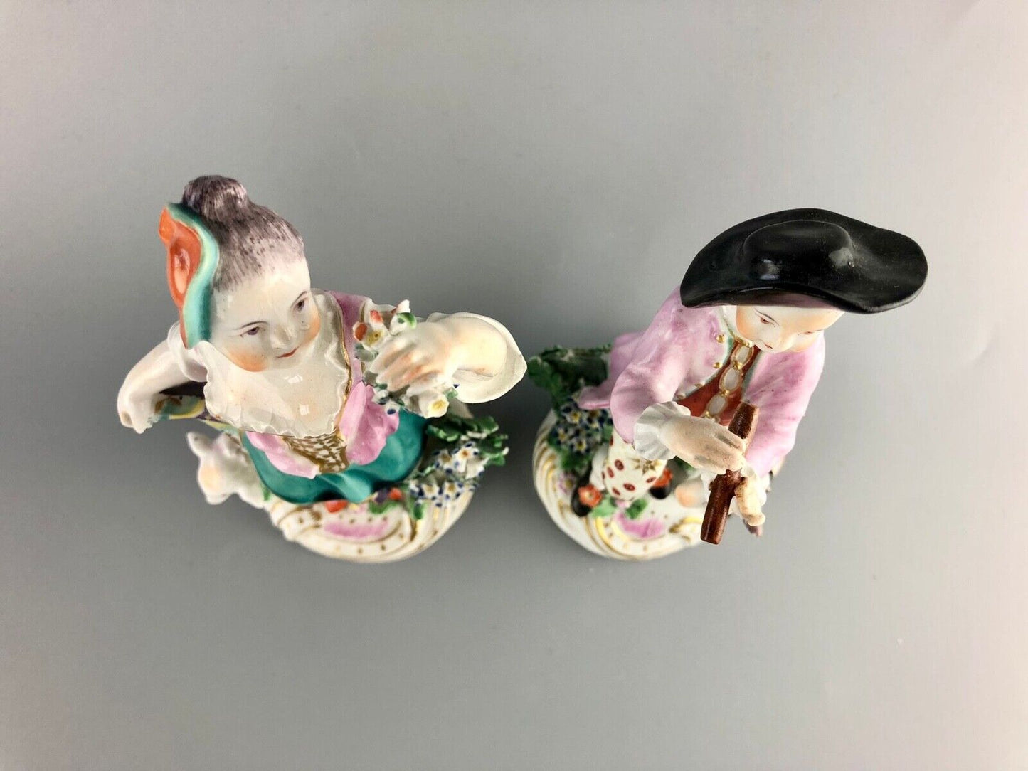 Chelsea Derby Porcelain Figures of Shepherd and Shepherdess c1775