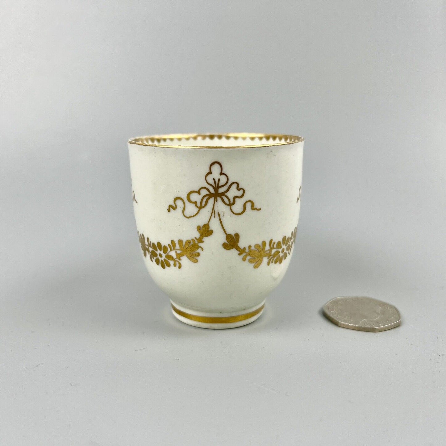 A good Caughley trio c1775 probably outside decorated at Chamberlains.