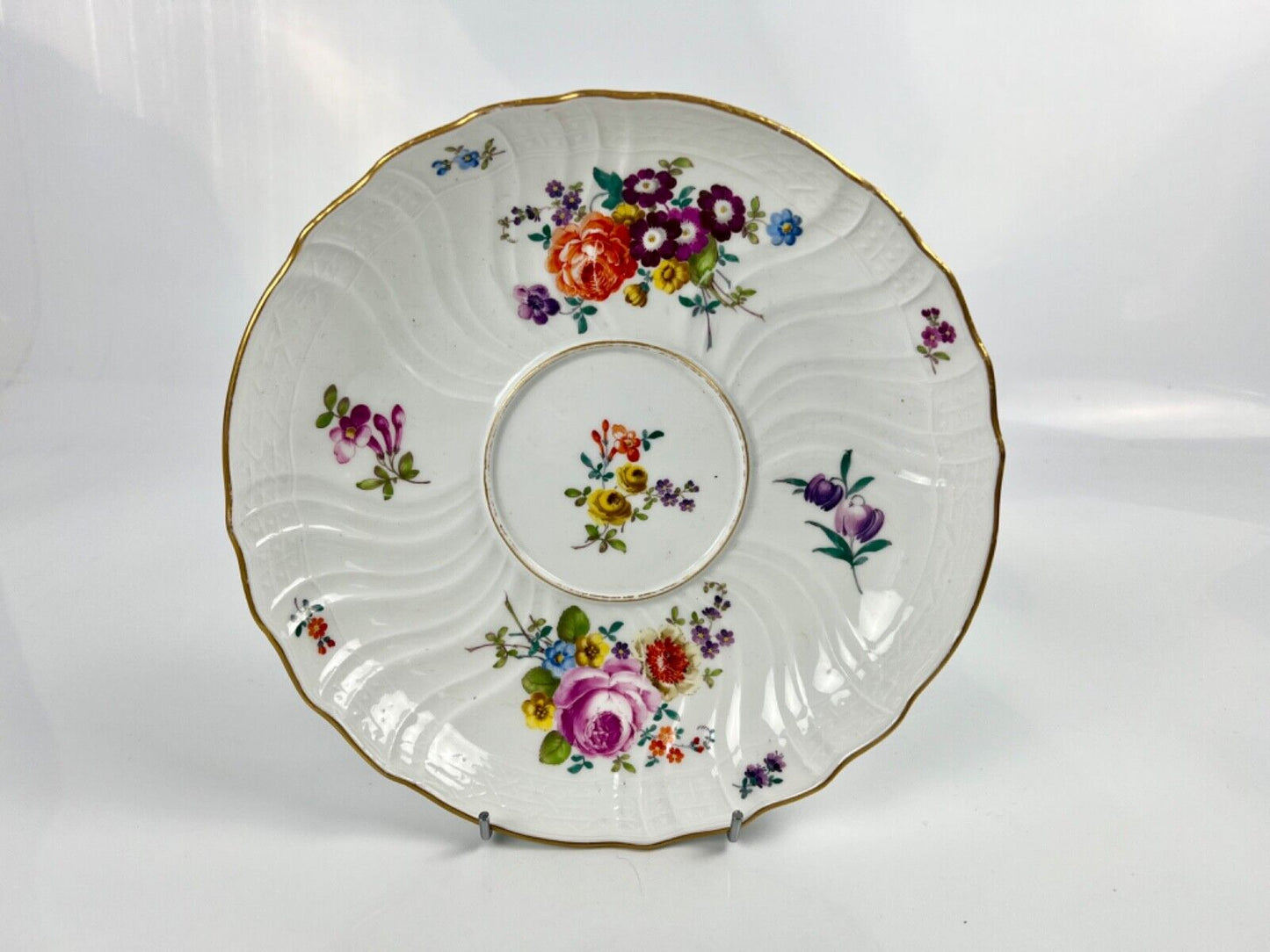 A Meissen Academic Dot Period figural and asparagus handled moulded tureen c1770