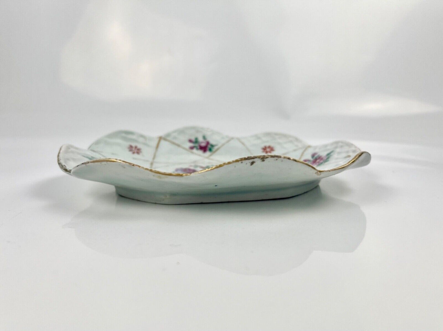 A Bow lobed, moulded and floral oval dish c.1765-70