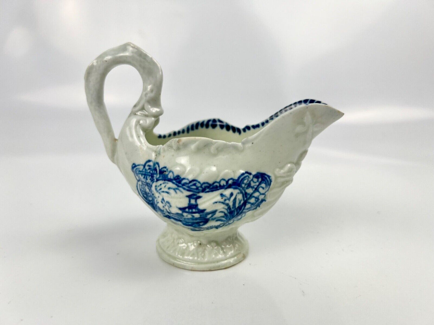 Liverpool John/Jane Pennington dolphin ewer in the Chinese Lady with Bird c1785