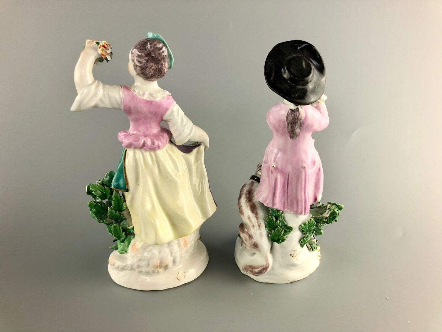 Chelsea Derby Porcelain Figures of Shepherd and Shepherdess c1775