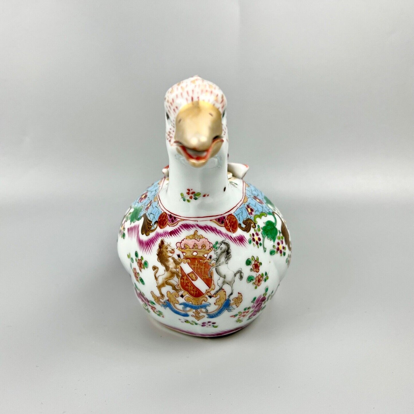 A 19thc Samson Paris chinese export style armorial duck shaped teapot c.1870-80