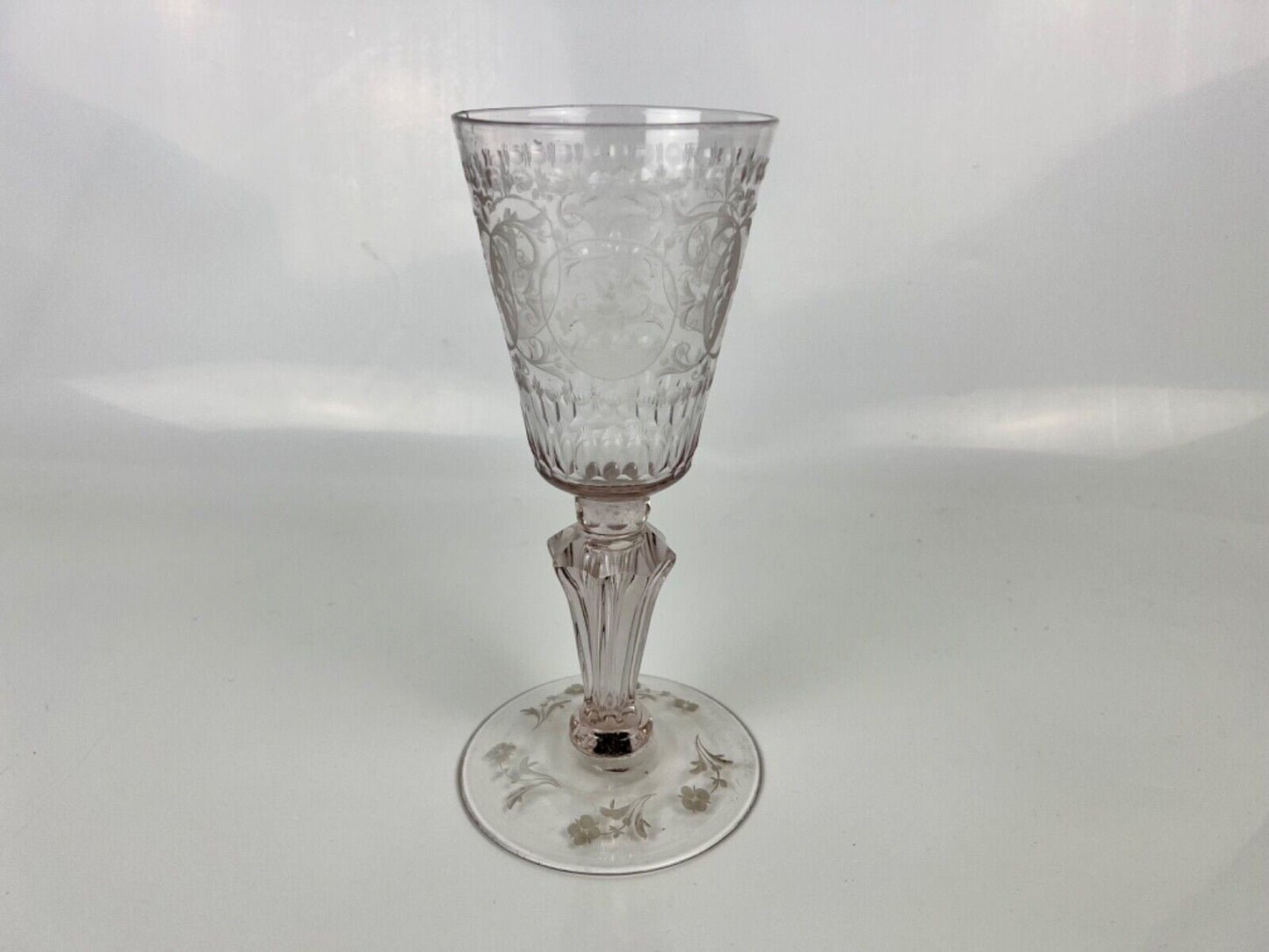 A tall and very finely engraved continental "Silesian" goblet c.1730