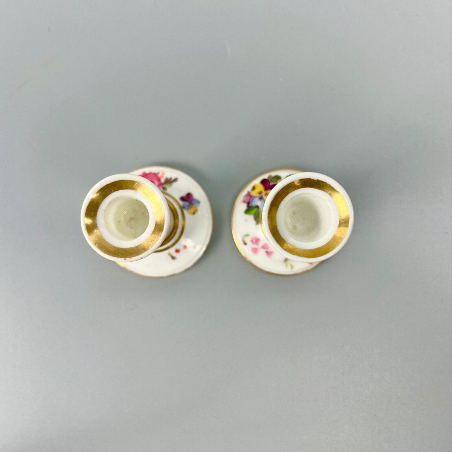 A Scarce Pair Of Early 19thc. Coalport Floral Tapersticks