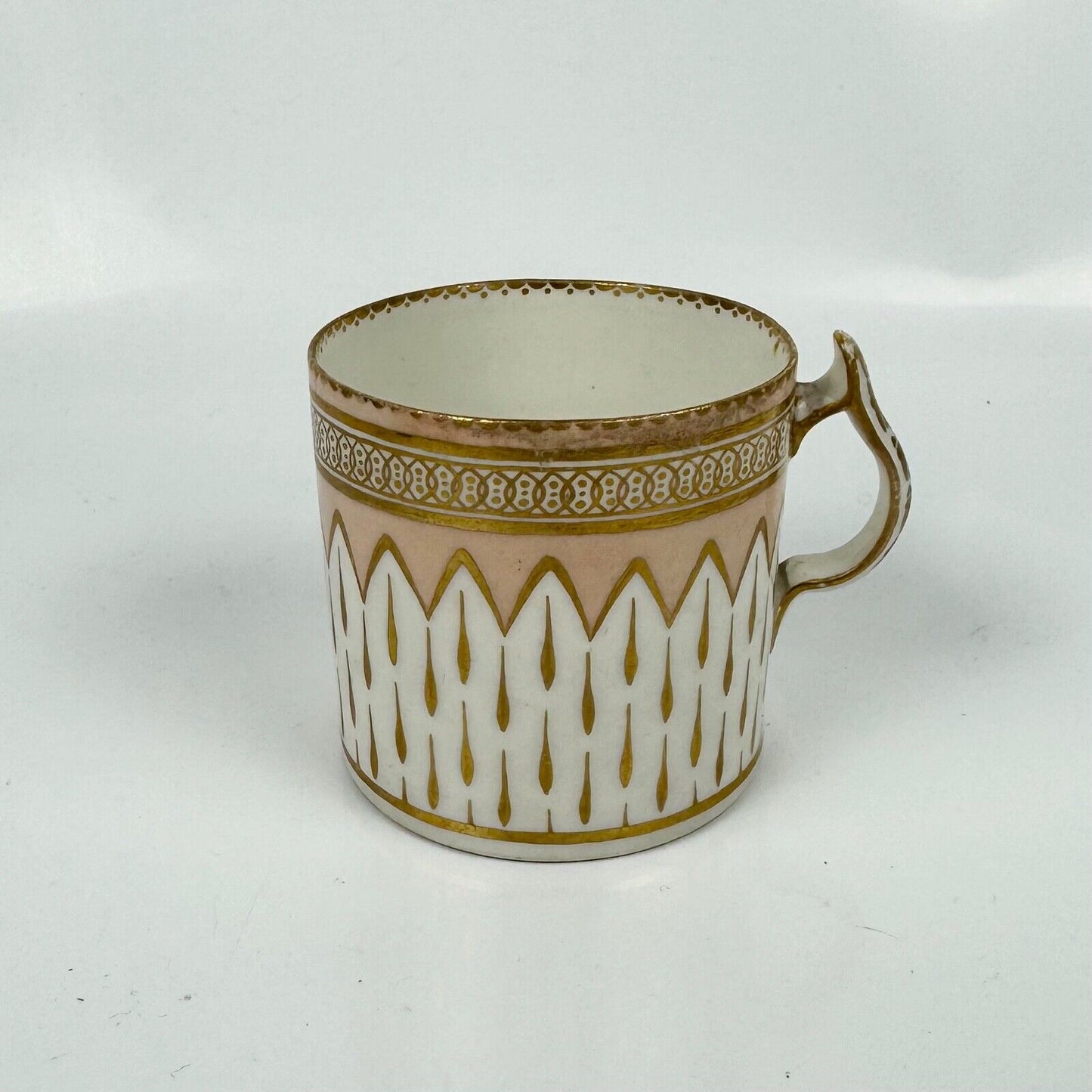 A Derby cabaret can and saucer, circa 1795. Pattern 119. Unusual handle.