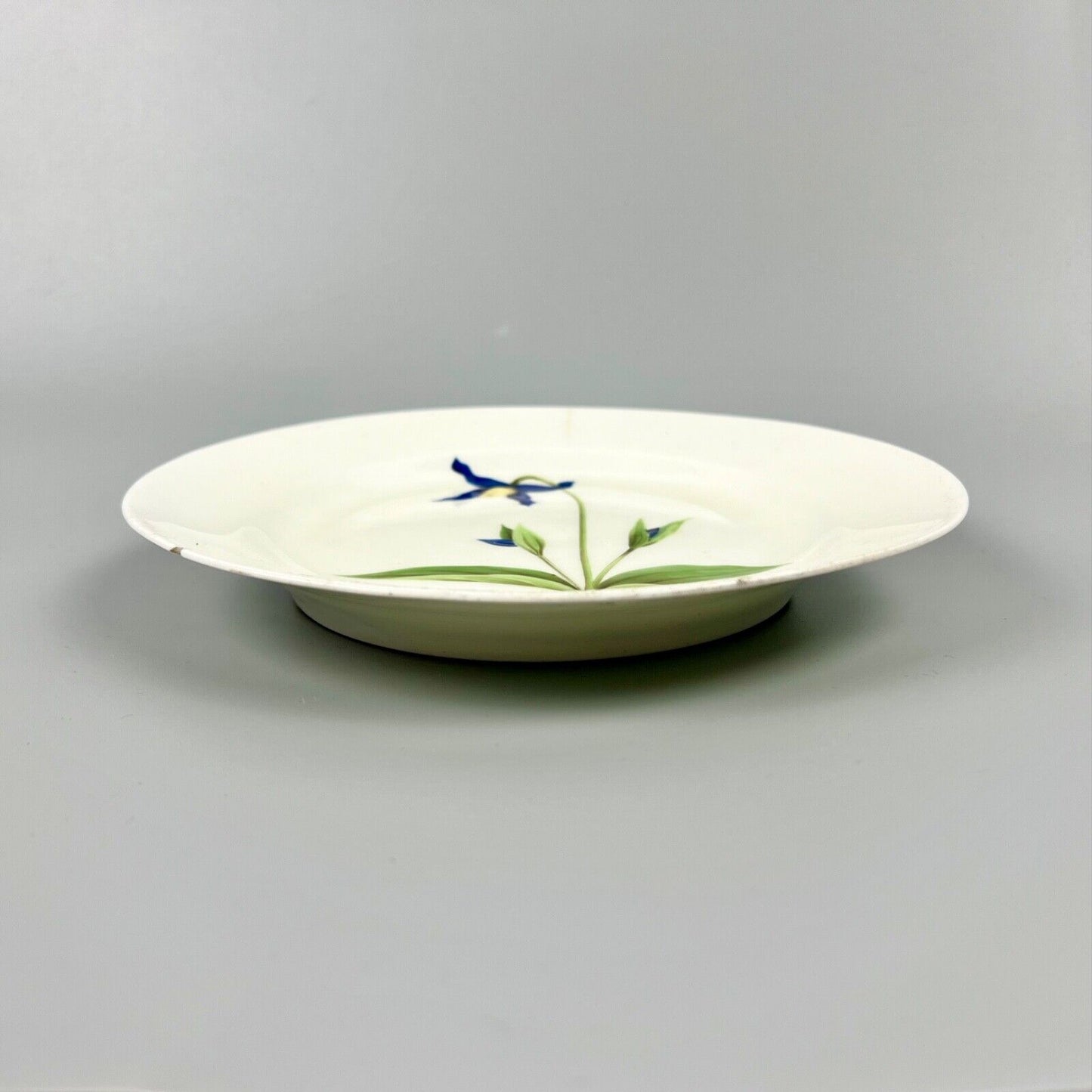 A Swansea porcelain duck egg body plate painted with "Virgin's Bower". c1815