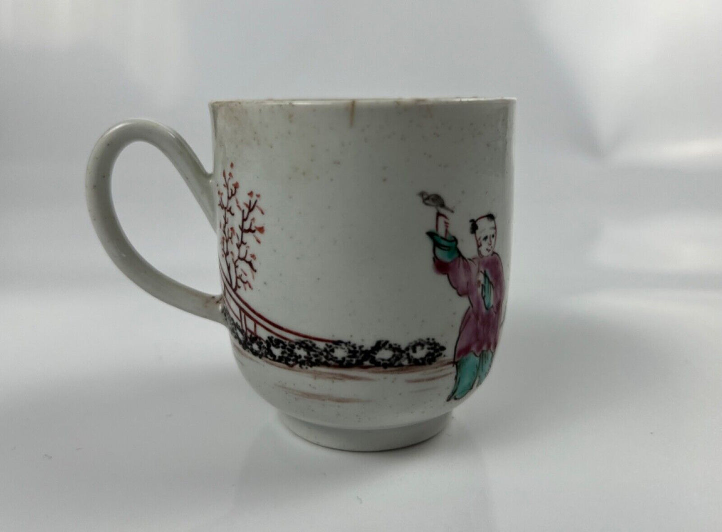 An uncommon Philip Christian Liverpool coffee cup with oriental scene. c1775.