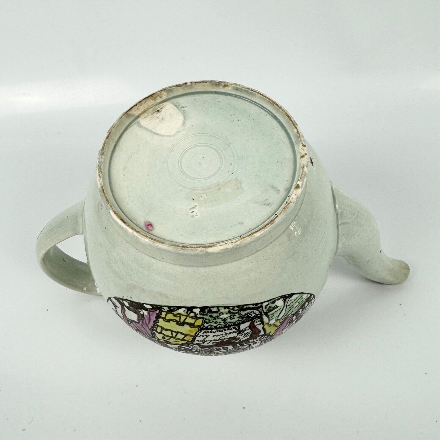 A Staffordshire c1790 " Prodigal Son" pearlware globular teapot.
