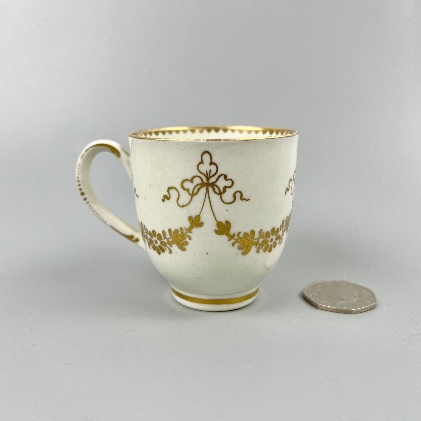 A good Caughley trio c1775 probably outside decorated at Chamberlains.
