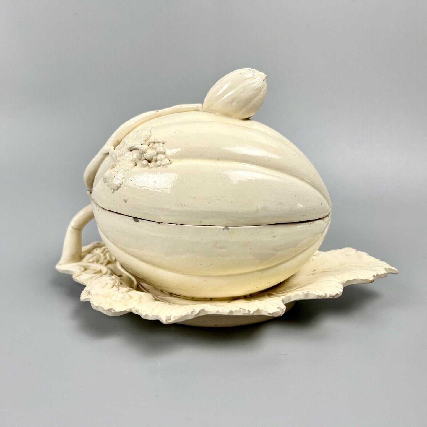 A rare Yorkshire or Staffordshire creamware Melon-shaped tureen c.1760-70