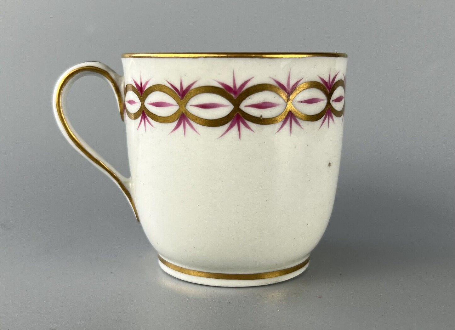 A New Hall true trio (coffee cup, tea bowl and saucer) c.1795. Pattern 89