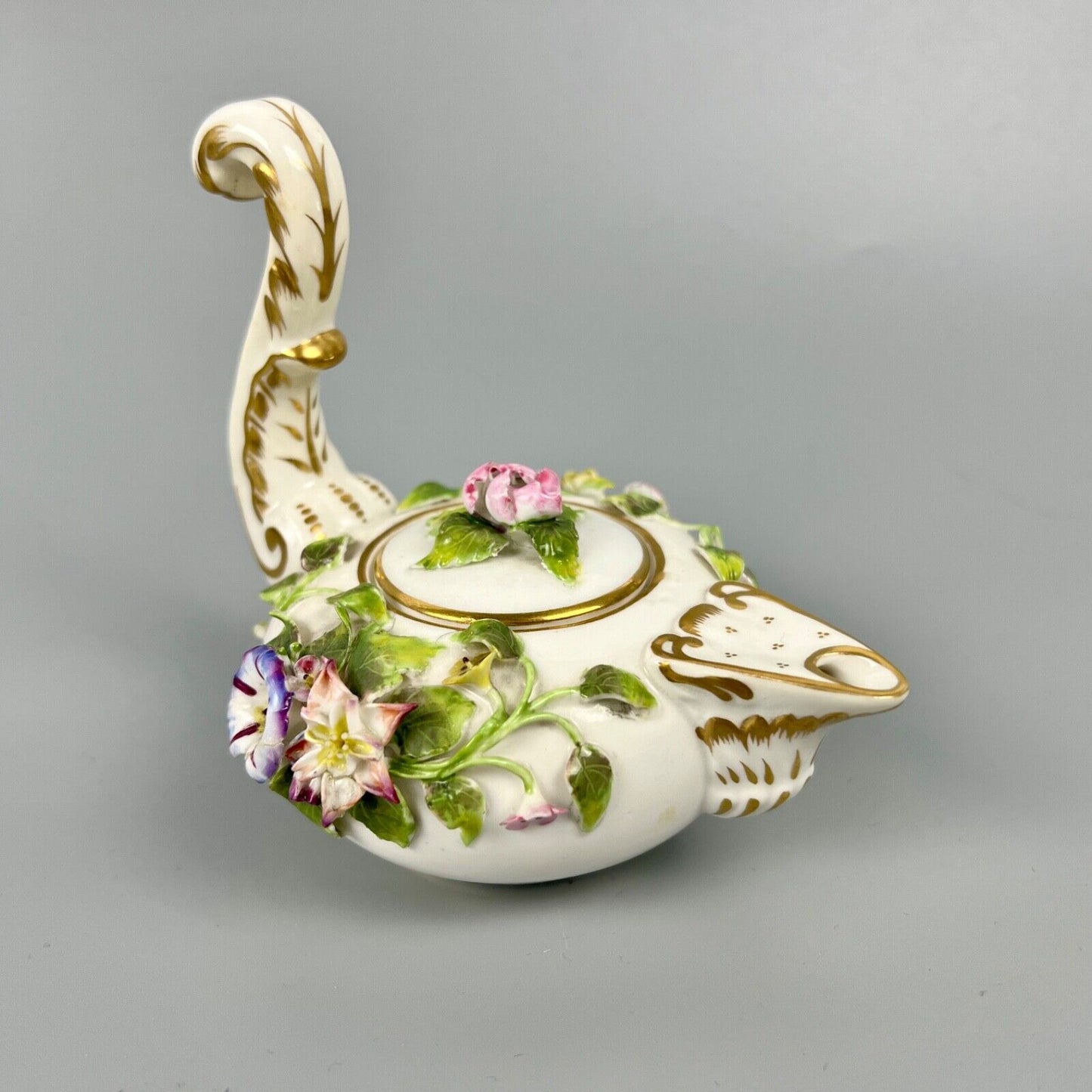 A mid 19thc Derby (Stevenson Hancock-puce version mark) miniature teapot c.1863