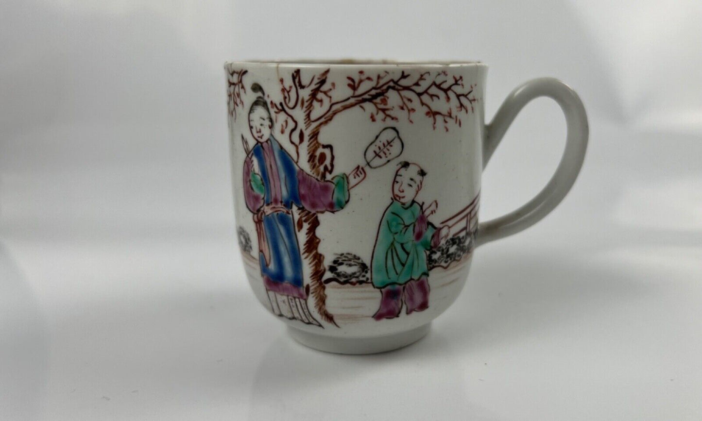 An uncommon Philip Christian Liverpool coffee cup with oriental scene. c1775.