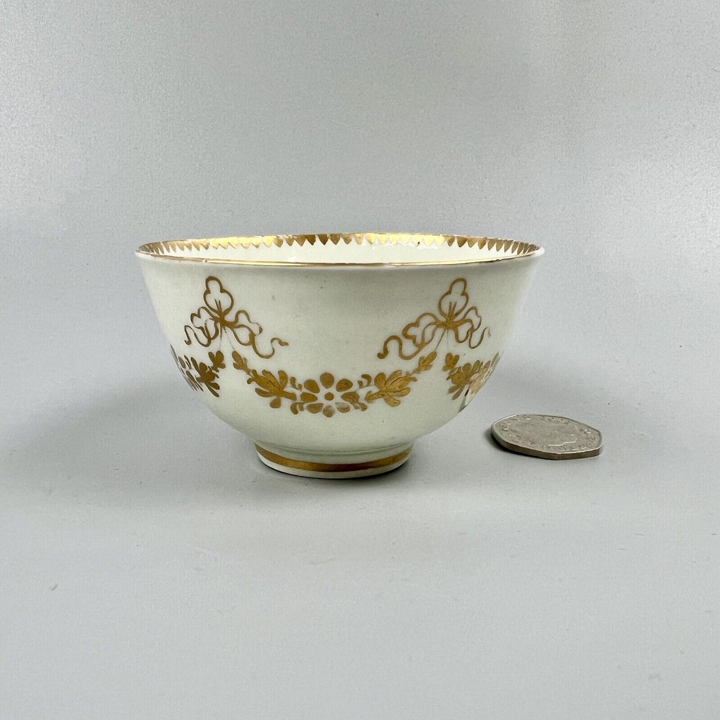 A good Caughley trio c1775 probably outside decorated at Chamberlains.
