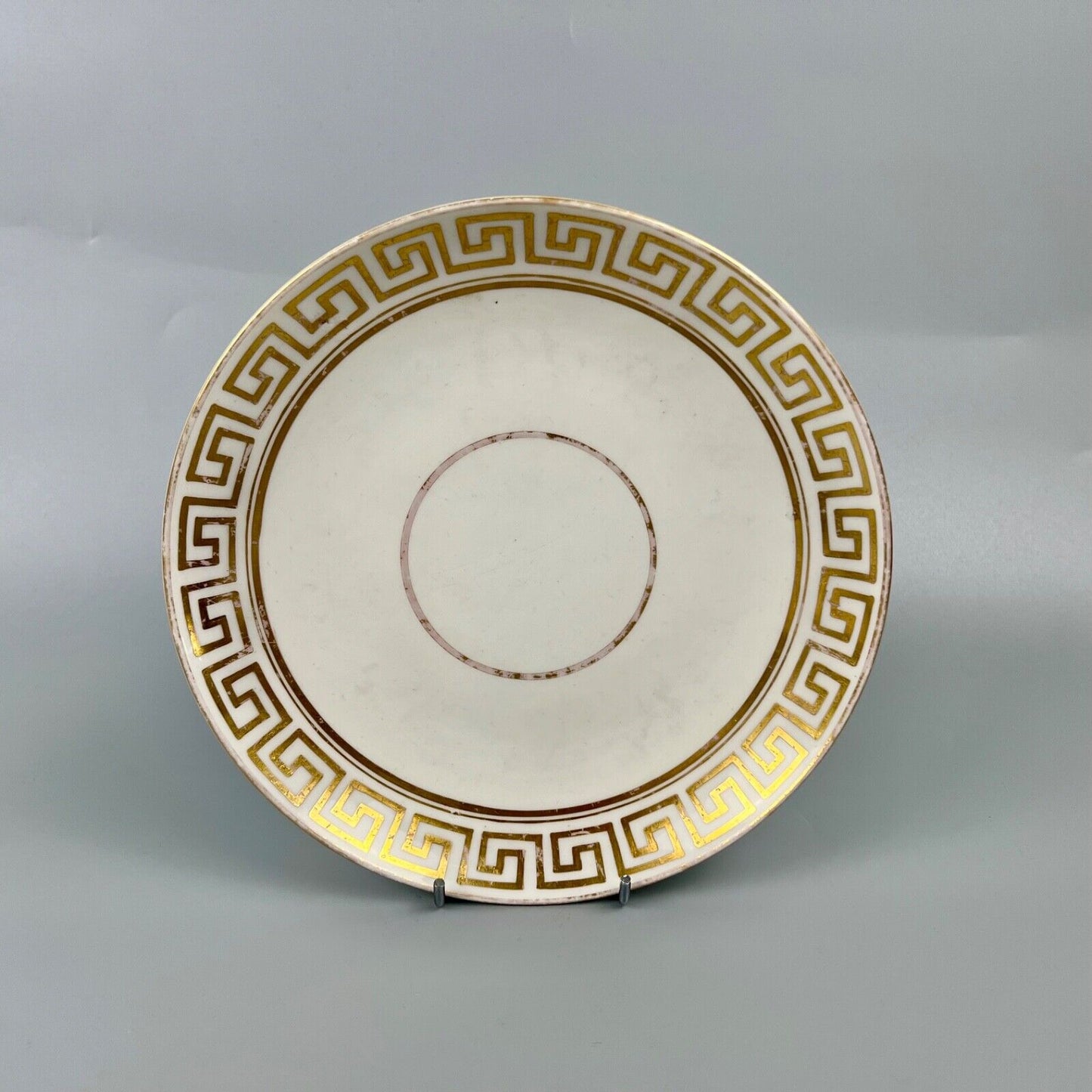 A Pinxton saucer dish in Greek Key pattern 334 fully marked. c.1805