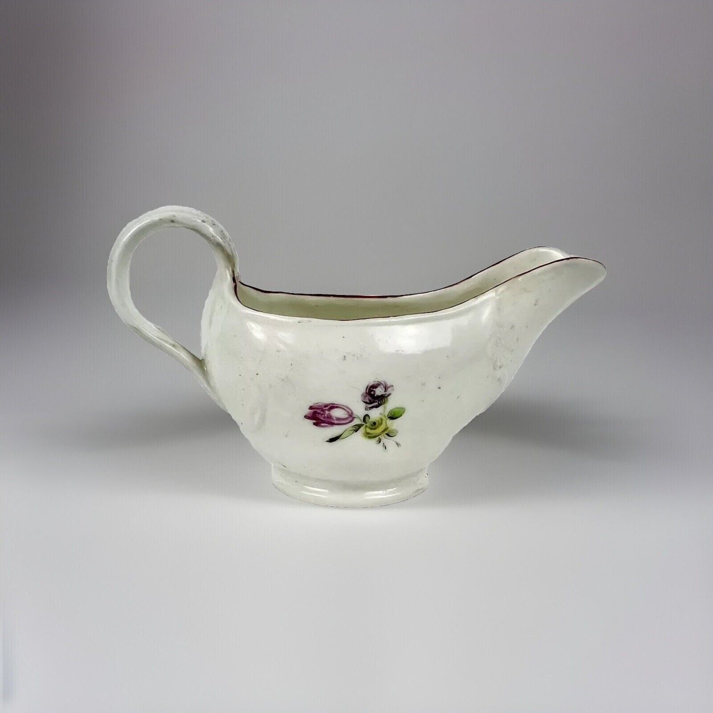 Unusual Derby Patch Mark Butter Boat/Sauceboat Painted By Withers c.1765