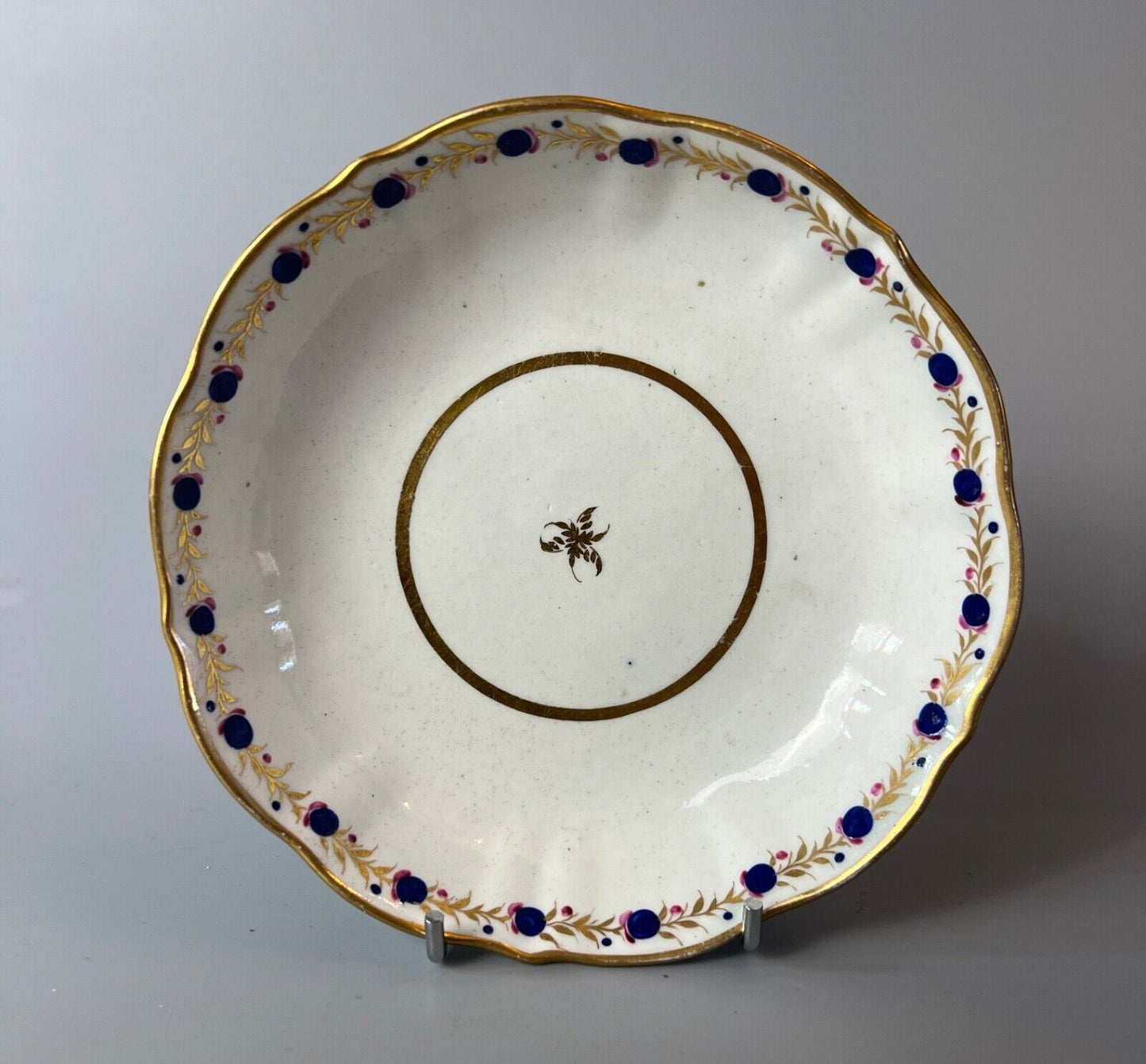 A c.1785-95 Caughley half-fluted teacup & saucer, prob. Chamberlain decorated #2