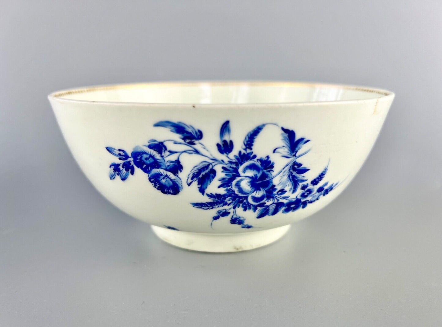 A James Giles decorated dry blue enamelled slop bowl. Mock Meissen mark c.1770