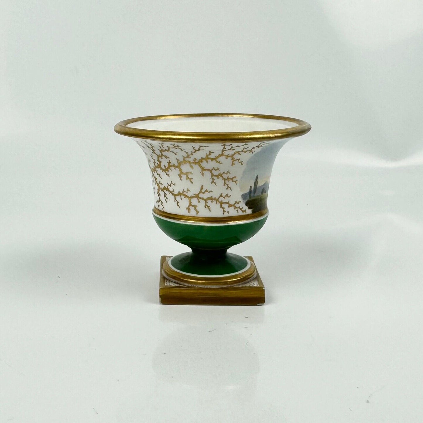 A very rare Flight, Barr and Barr miniature potpourri vase with landscape scene