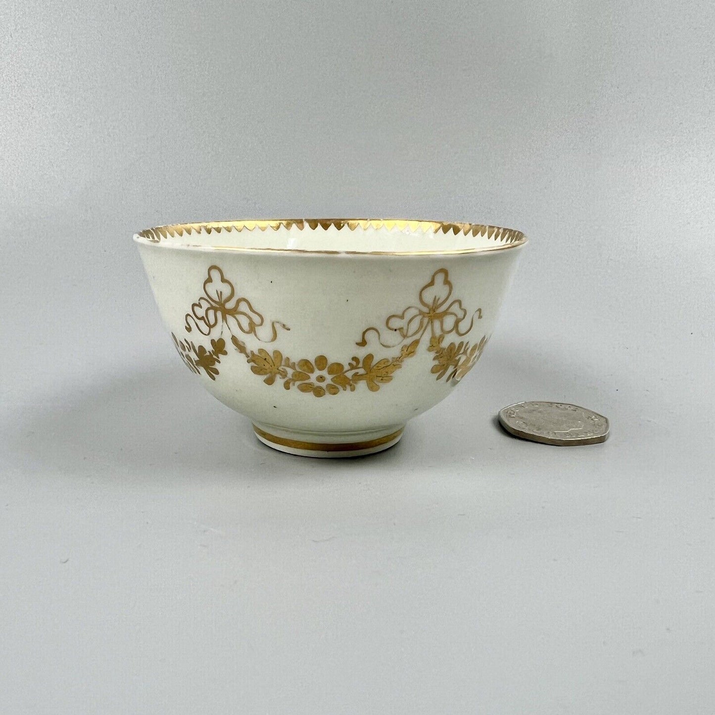 A good Caughley trio c1775 probably outside decorated at Chamberlains.