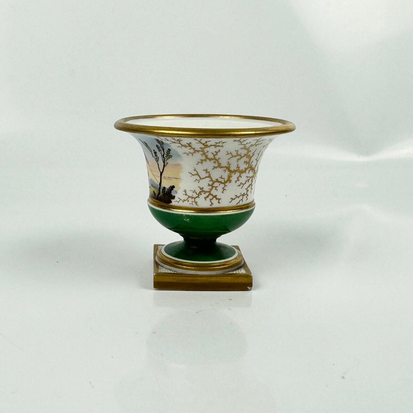 A very rare Flight, Barr and Barr miniature potpourri vase with landscape scene