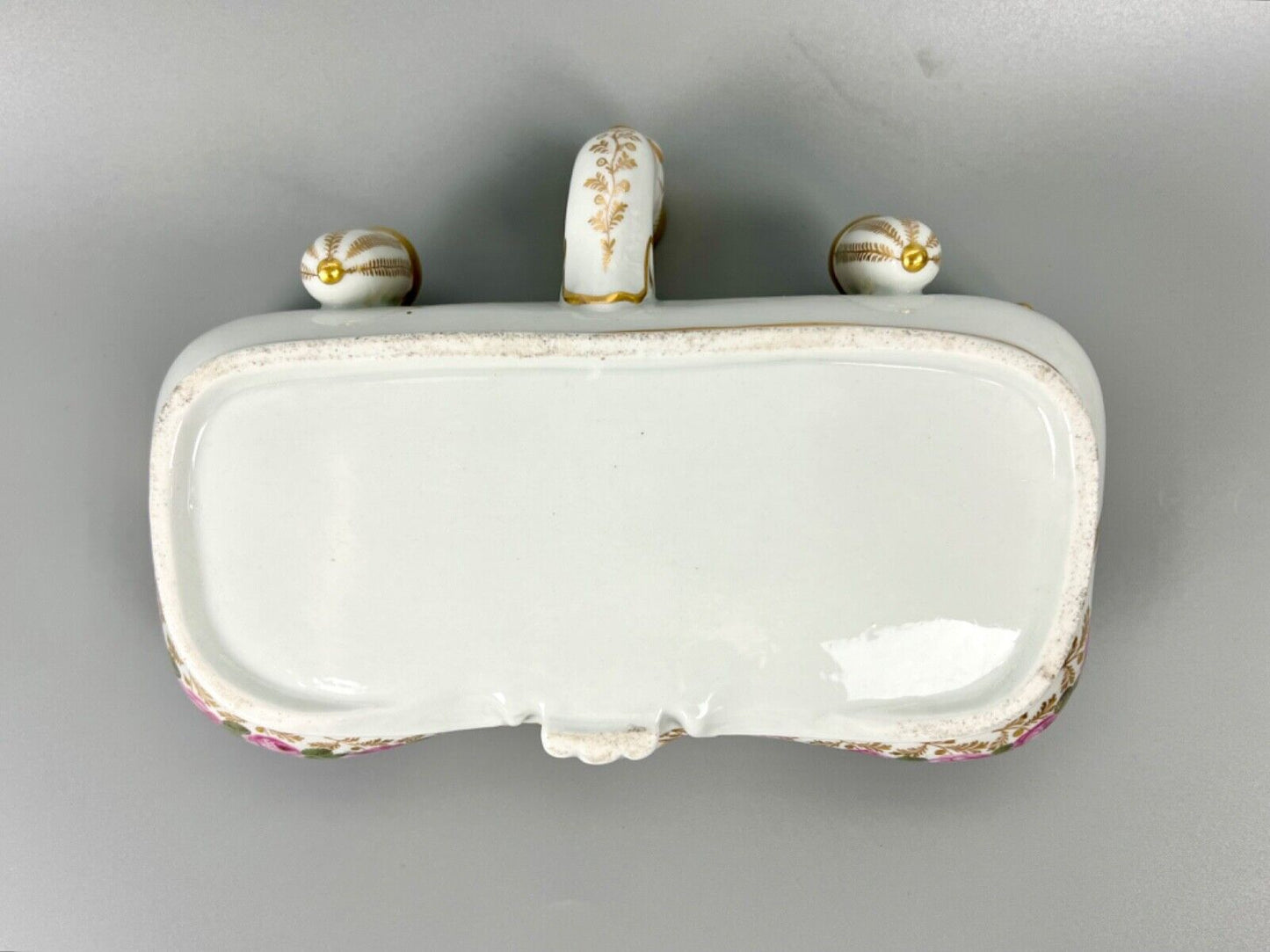 A Flight, Barr & Barr, Worcester, inkstand painted with roses c.1810-3
