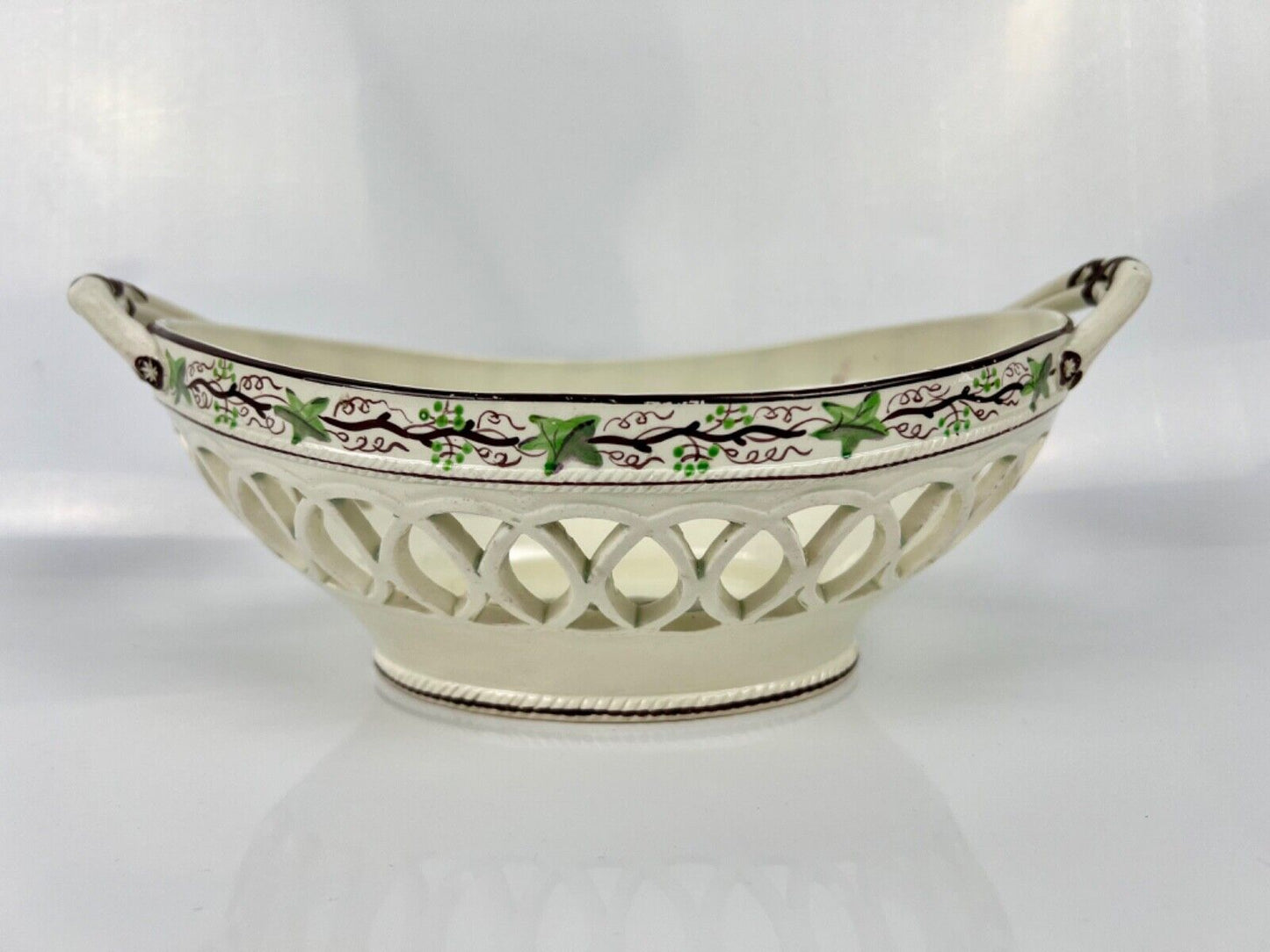 A fine Thomas Fell & Co Newcastle transfer-printed and hand-painted basket c1817