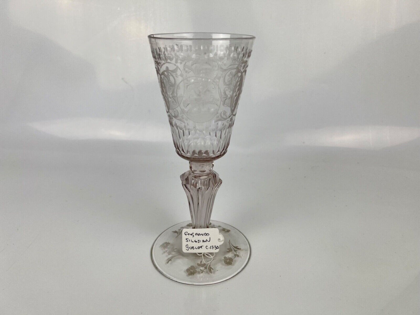 A tall and very finely engraved continental "Silesian" goblet c.1730