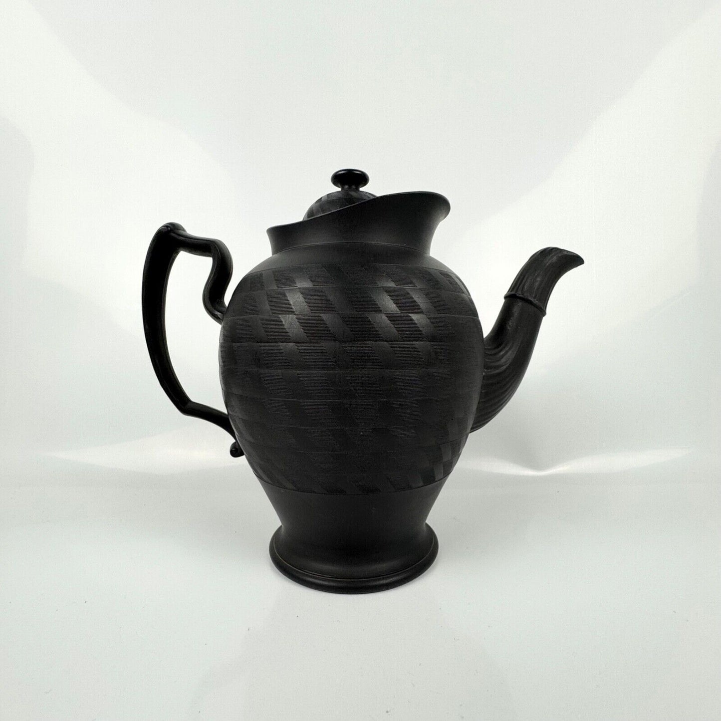A fine black basalt coffee pot-likely Don Pottery c1810. John Griffin collection
