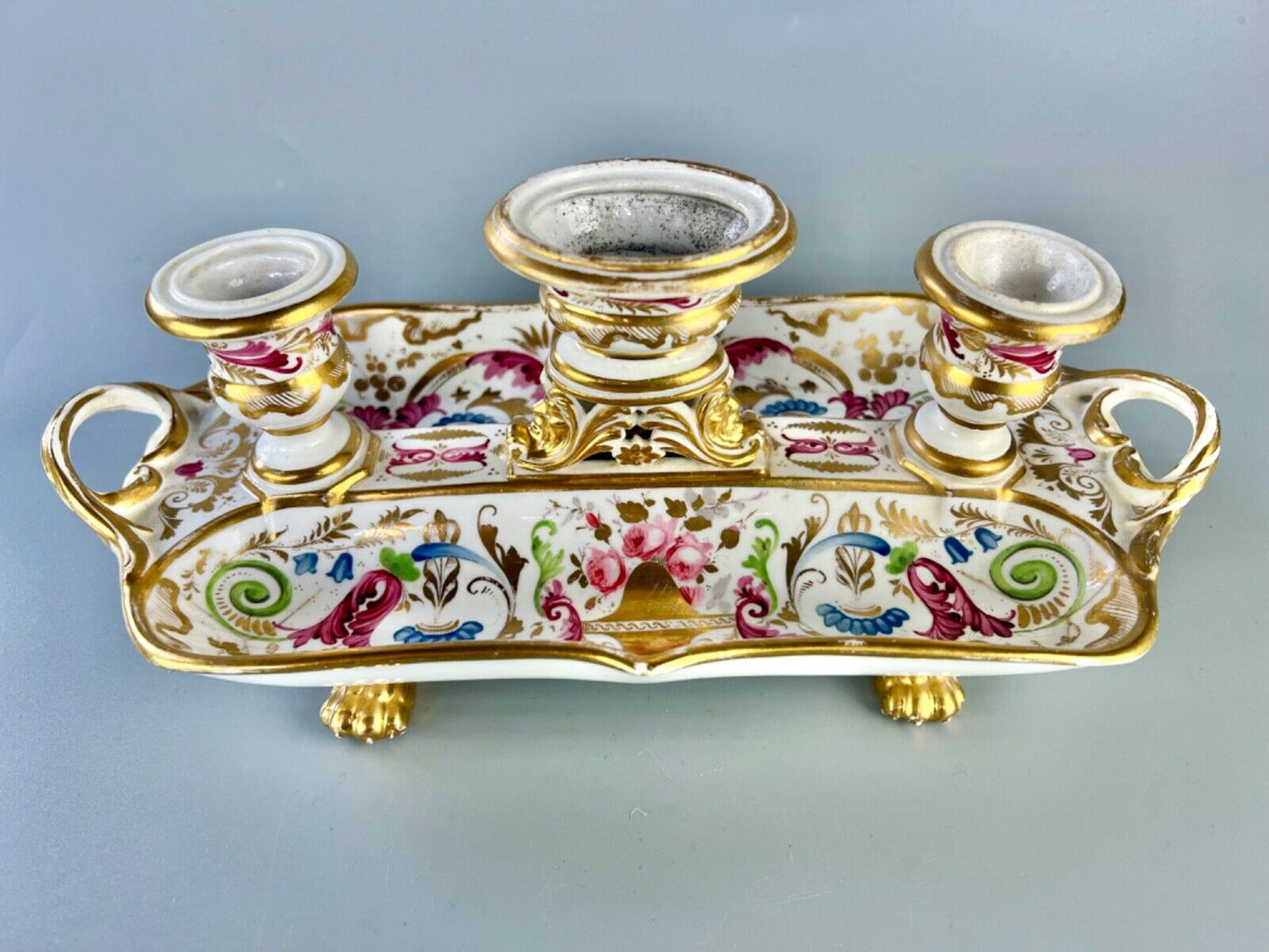 An early 19thc Derby deskstand in pattern 769 c.1820